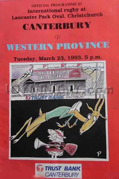 1993 Canterbury v Western Province  Rugby Programme